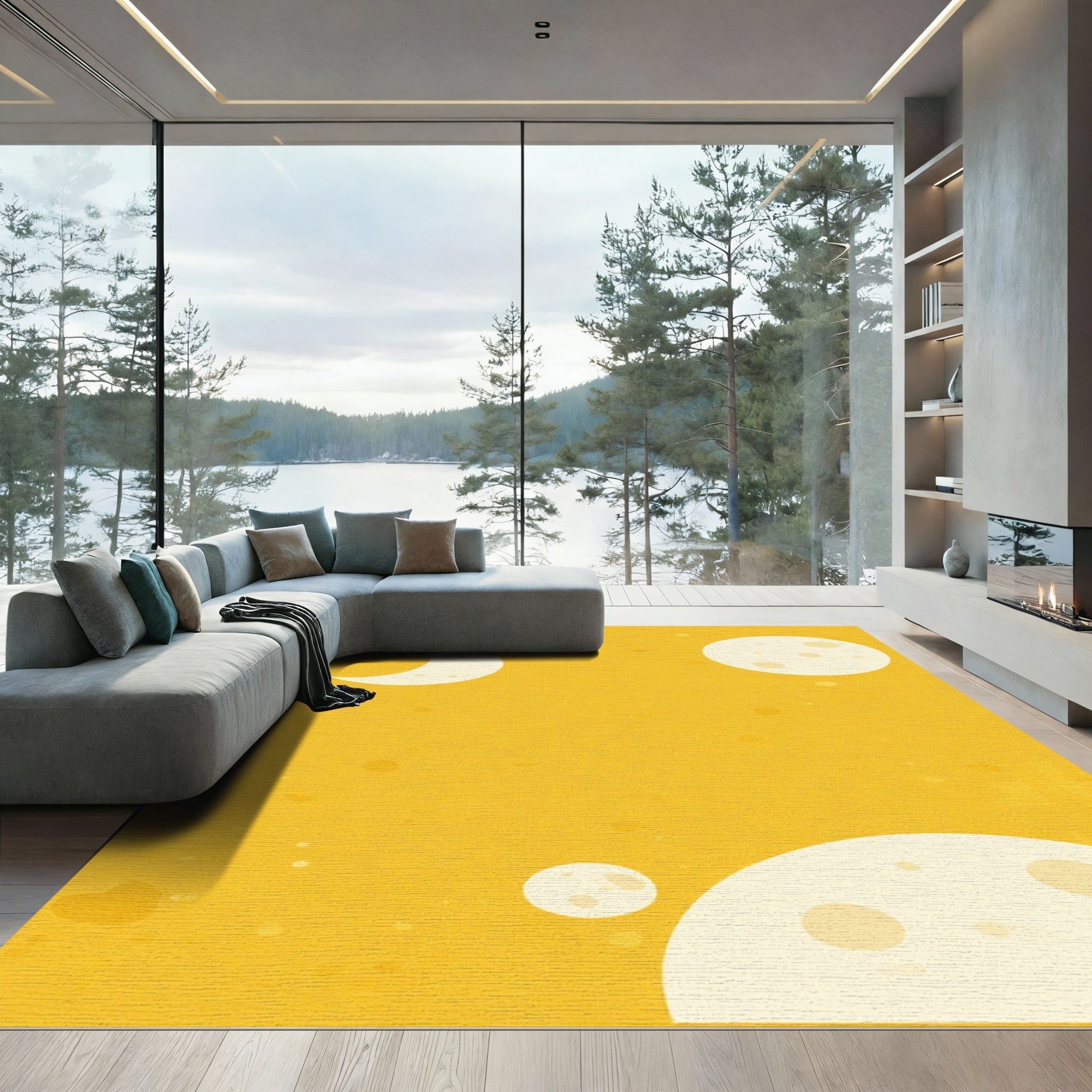 Yellow Moon Crescent Celestial Rug