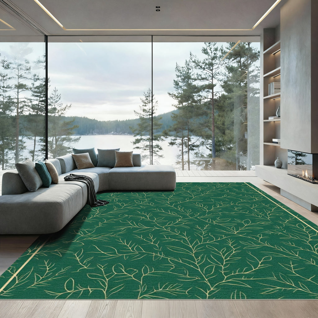Emerald Green Botanical Vine Rug