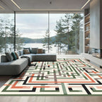 Geometric Maze Lines Brick Rug