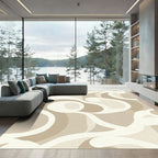Cream Swirl Abstract Organic Form Rug
