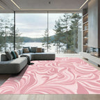 Soft Pink Swirling Petal Composition Rug