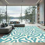 Teal Organic Wavy Abstract Rug