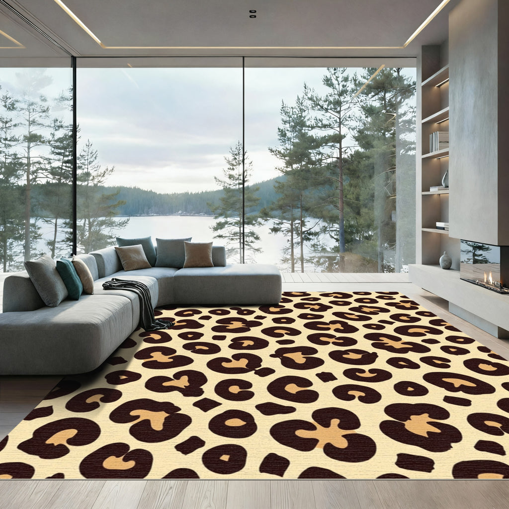 Bold Cream Leopard Spots Rug
