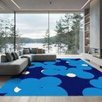 Navy Blue Abstract Bubble Cluster Rug