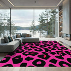 Hot Pink Black Spots Animal Print Rug