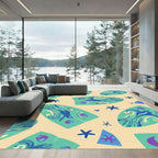 Teal Aqua Marine Surfboard Abstract Rug