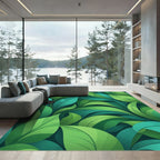 Vibrant Emerald Foliage Swirl Rug