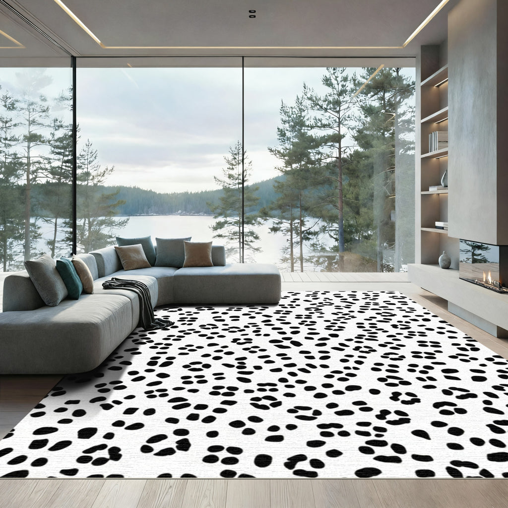 Chic Black White Spots Spread Rug