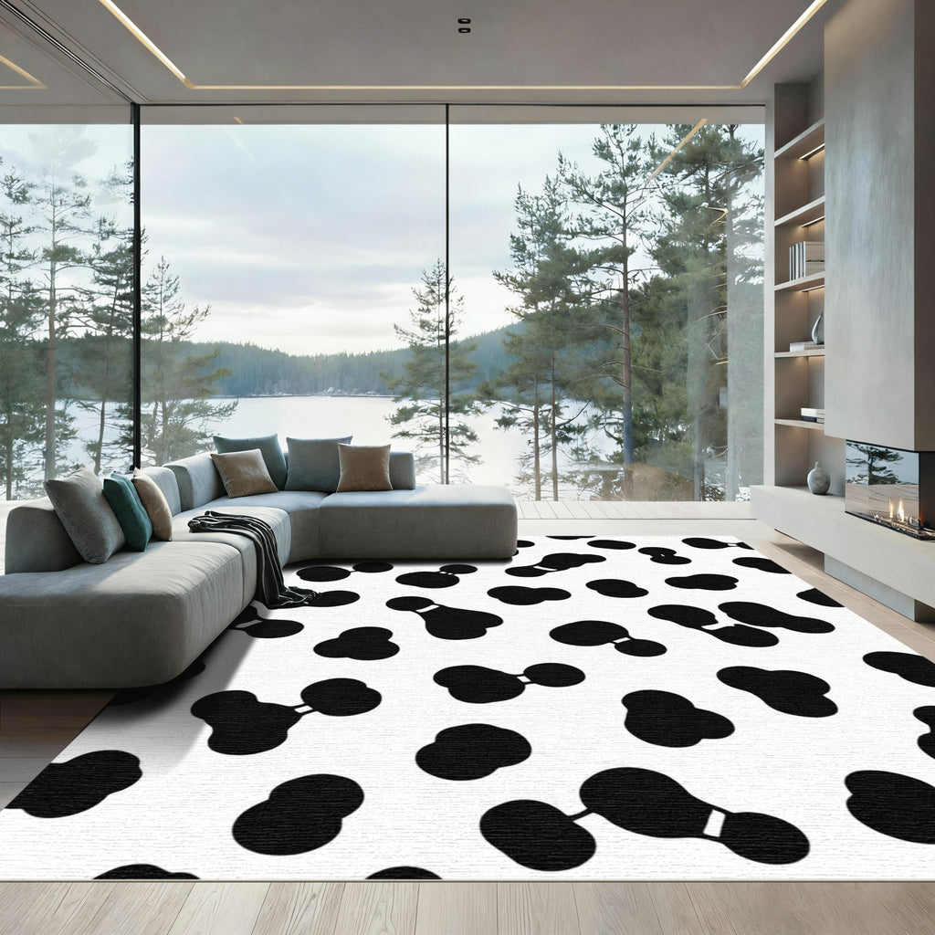 Black White Organic Droplet Collage Rug