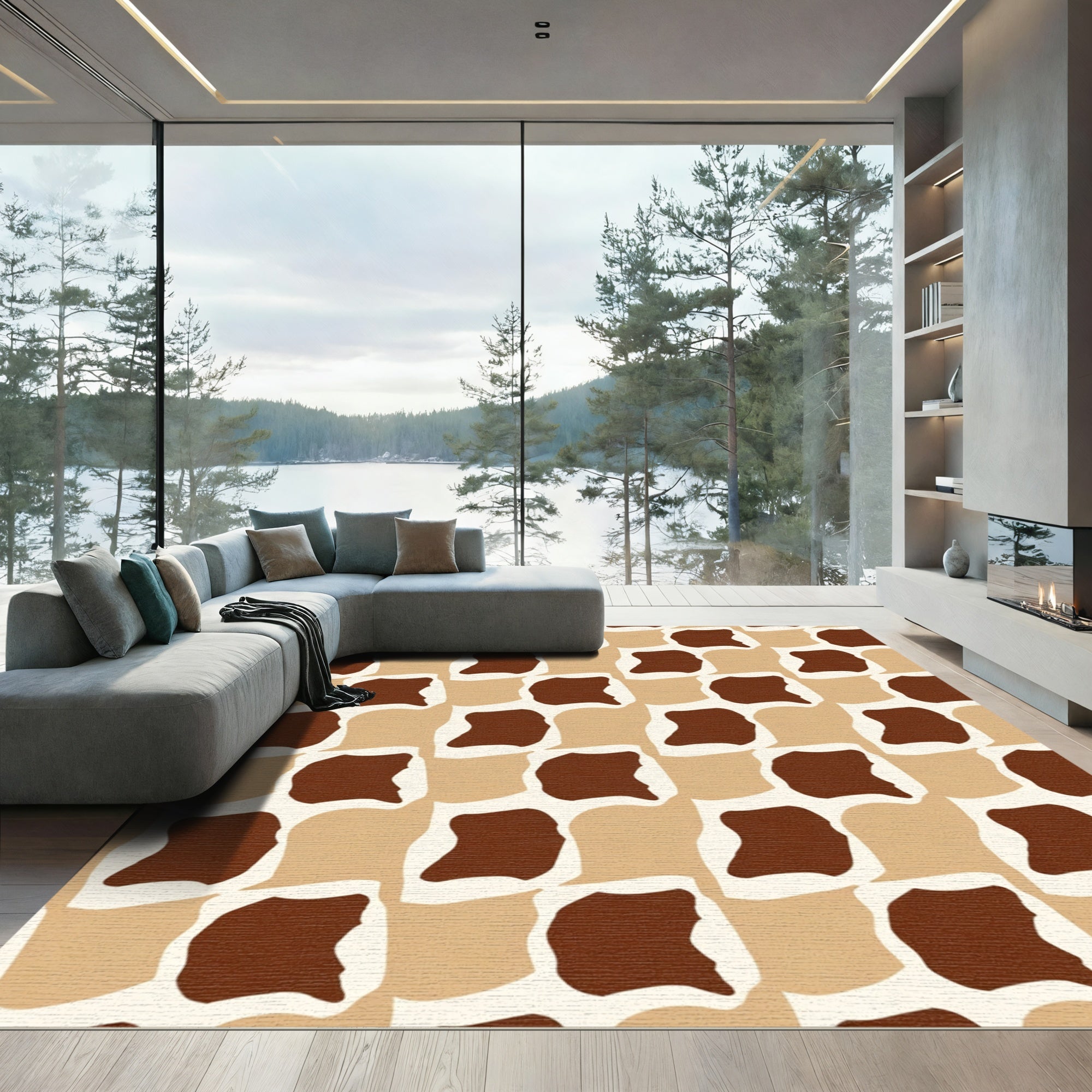 Staggered Organic Shapes Geometric Rug