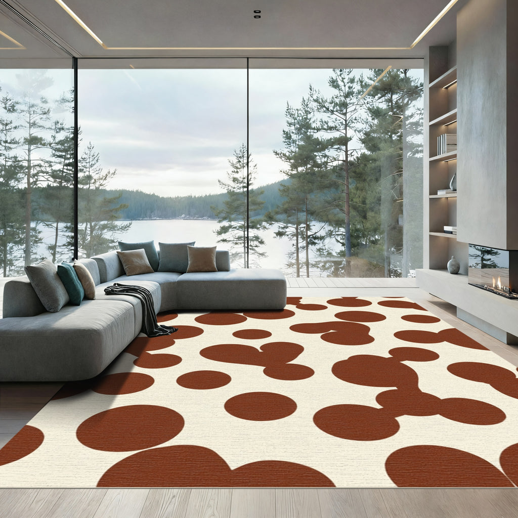 Cream Brown Organic Dot Arrangement Rug