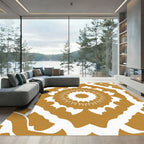 Golden White Starburst Medallion Rug