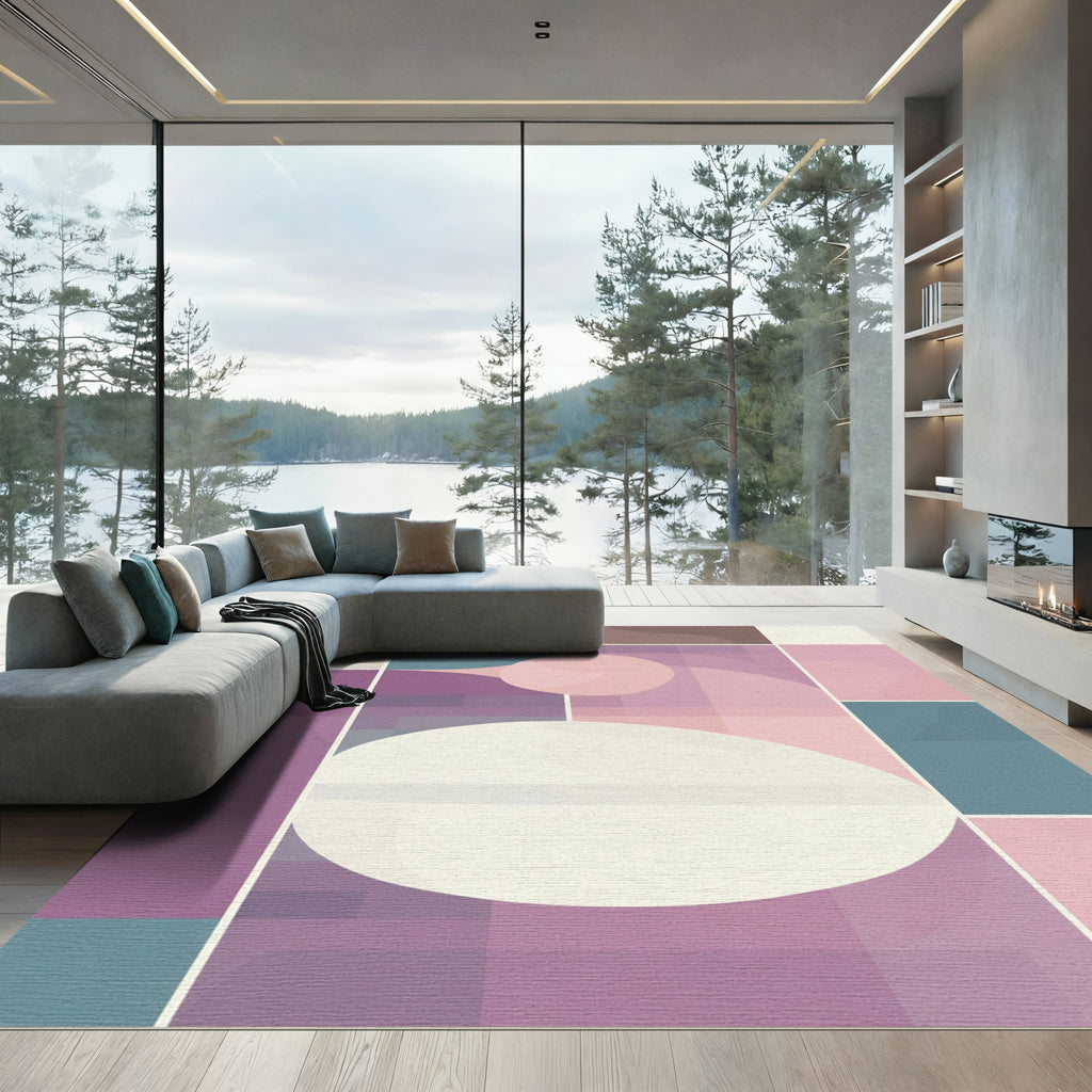 Pastel Abstract Geometric Overlay Rug