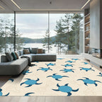 Aqua Turtle Swirl Abstract Background Rug