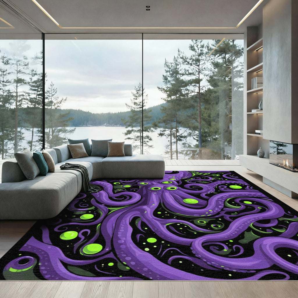 Purple Octopus Tentacle Abstract Swirl Rug