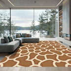Brown Beige Organic Abstract Overlay Rug