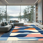 Abstract Blue Orange Horizon Landscape Rug