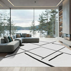 Monochrome Interlocking Geometric Squares Rug