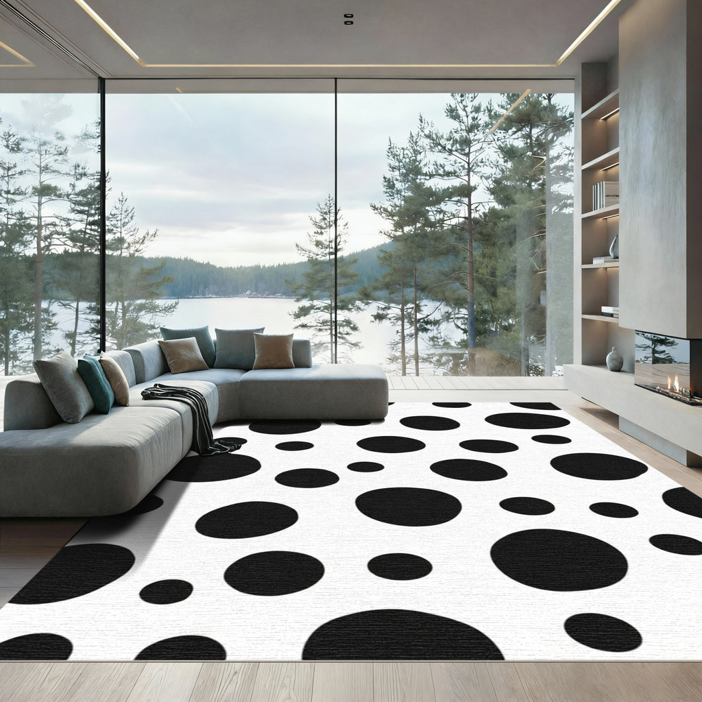 Classic Black White Polka Dot Scatter Rug
