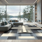 Geometric Modern Abstract Stripe Rug