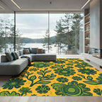 Groovy Green Floral Garden Rug