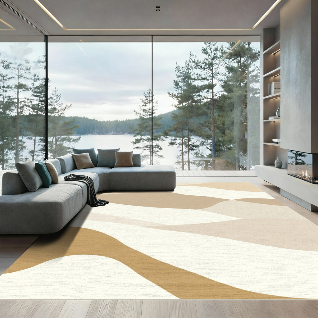 Earthy Dune Waves Abstract Flow Rug