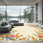 Vibrant Floral Vine Border Rug