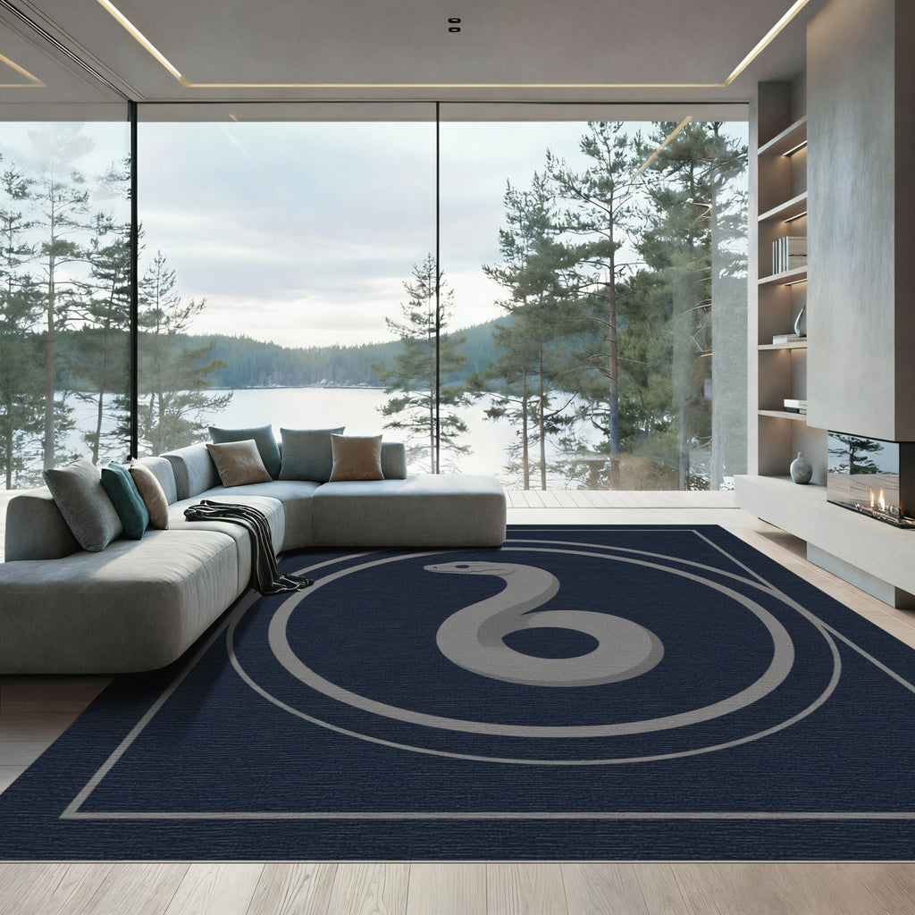 Minimalist Gray Cobra Circle Rug