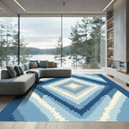 Ocean Blue Gradient Diamond Stripes Rug