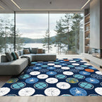 Navy Blue Round Medallion Collage Rug