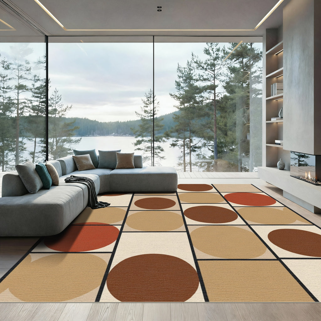 Earthy Circles Grid Composition Rug