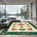 Crimson Gold Green Bee Medallion Frame Rug