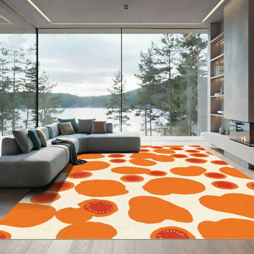 Bold Orange Red Slice Scattered Rug