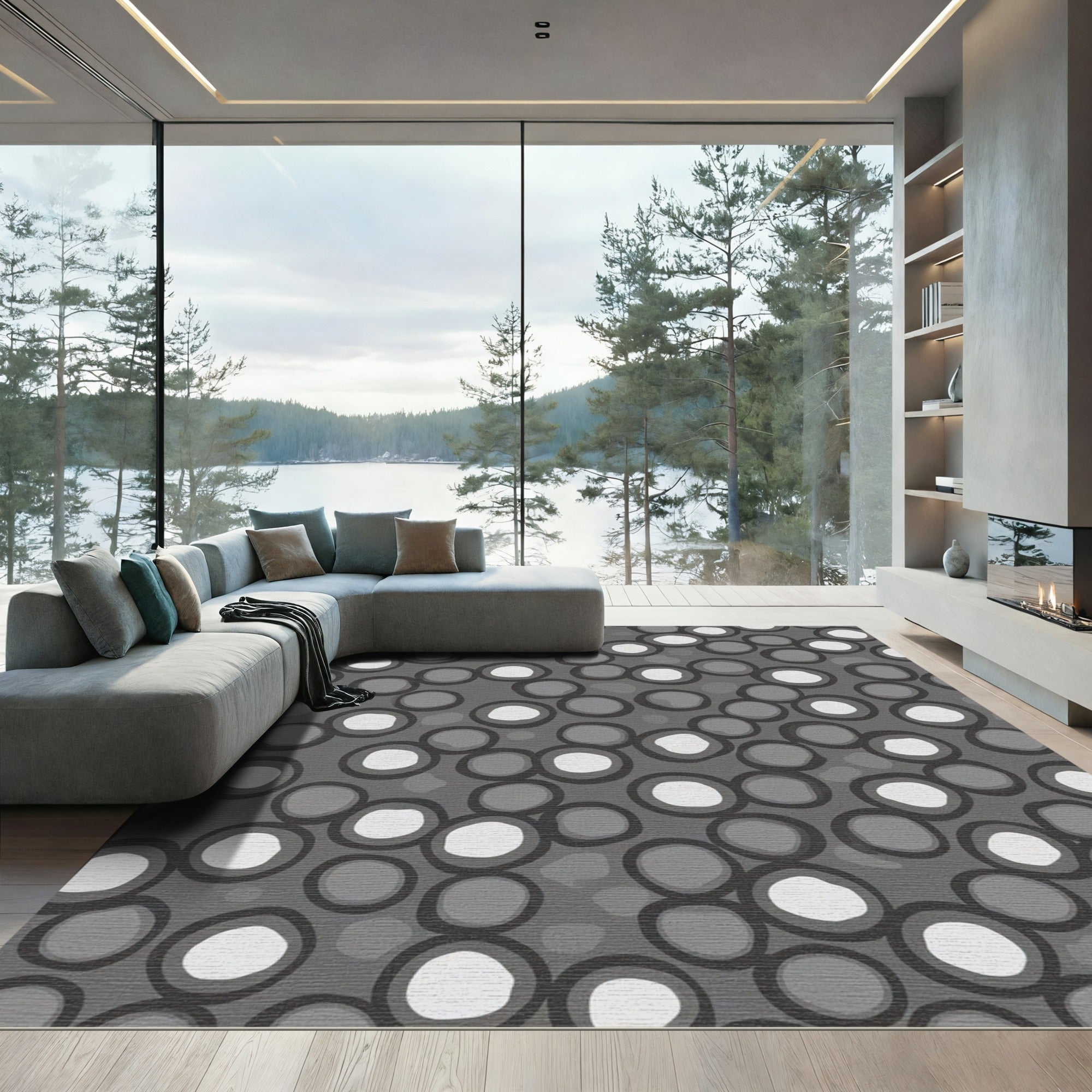 Gray and White Speckled Orb Arrangement Rug