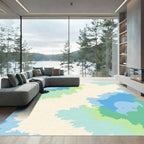 Dreamy Blue Green Cloud Burst Rug