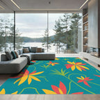 Coral Yellow Floating Floral Vines Rug
