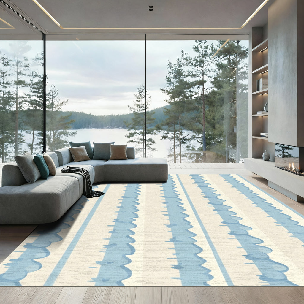 Soft Blue Bubbly Stripe Rug