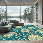 Coastal Teal Turtle Swirl Rug