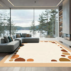 Earthy Tone Abstract Pebble Border Rug
