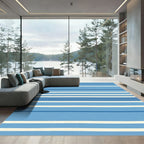 Coastal Blue Cream Striped Horizon Rug