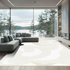 Cream Contemporary Abstract Fluid Rug