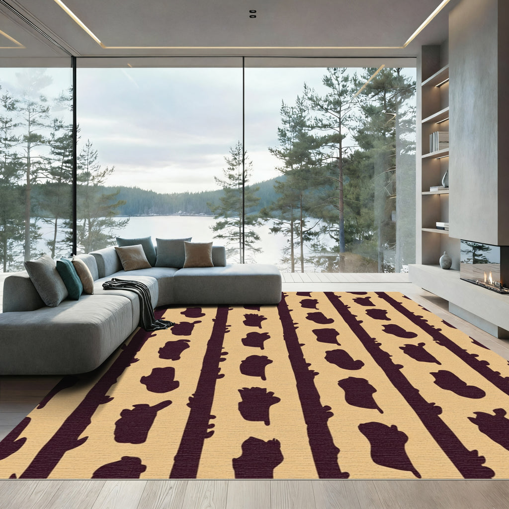 Deep Ochre Vertical Organic Shapes Rug
