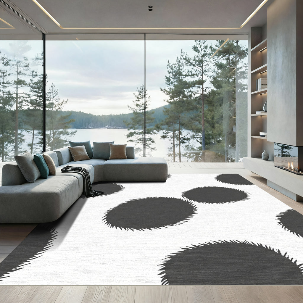 Dark Gray Organic Oval Spot Rug
