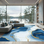 Deep Blue Agate Veined Abstract Rug