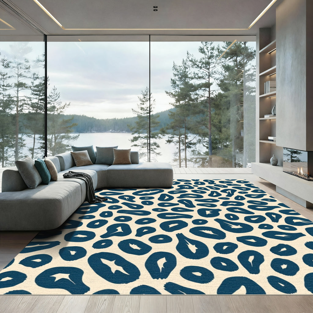 Navy Leopard Spots Rug