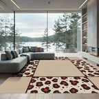 Bold Red Leopard Spots Border Rug