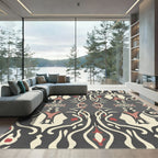 Antique Crimson Ivory Scrollwork Rug