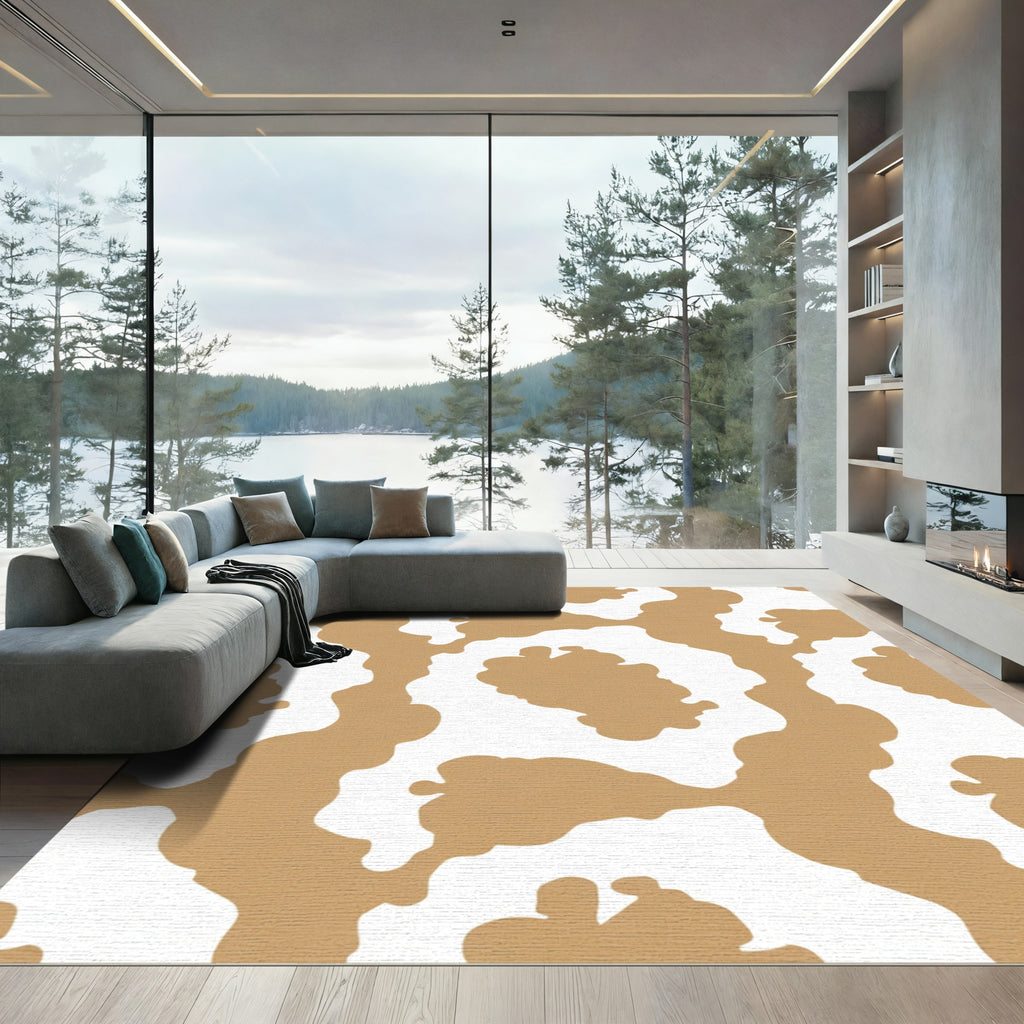 Earthy Tan White Organic Spots Rug