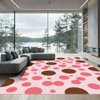 Pink Brown Polka Dot Cluster Rug