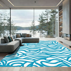 Azure Wave Swirl Flow Rug